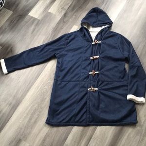 Navy Blue Hooded Coat Jacket